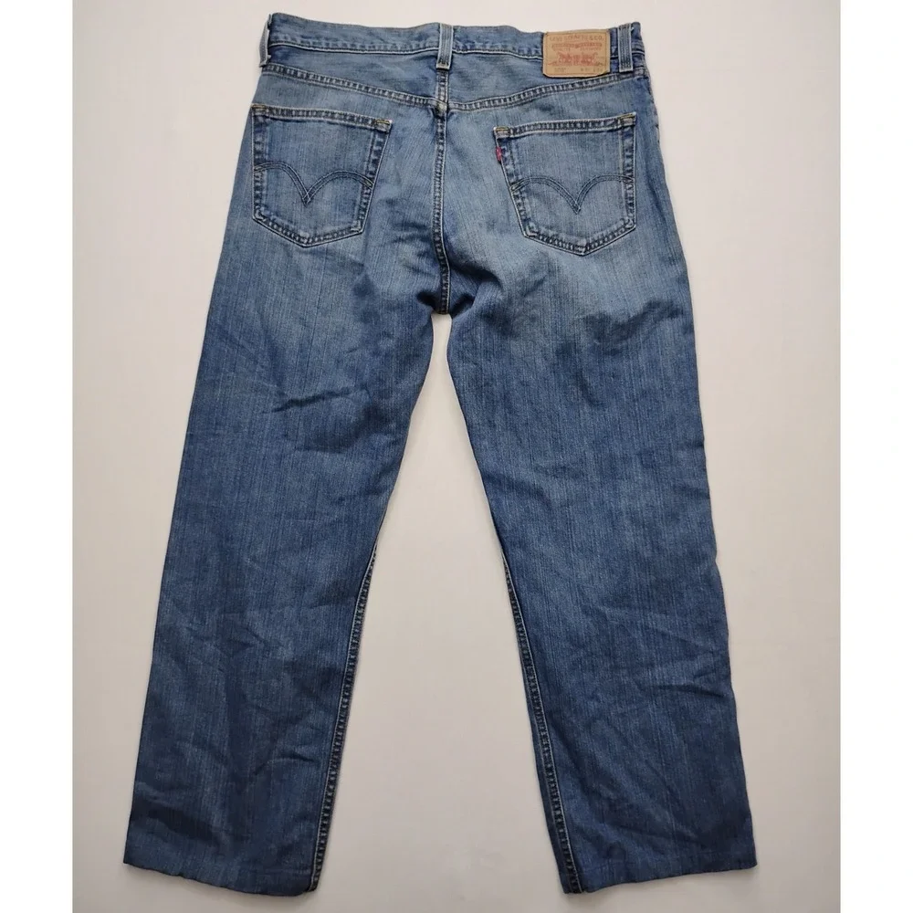 Levi's 505 Mens Regular Fit Jeans 36x29 Medium Blue Wash Denim Hemmed